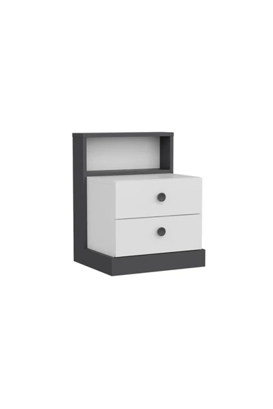 İNARCH DİZAYN Life Komodin Beyaz/Antrasit - Resim 3