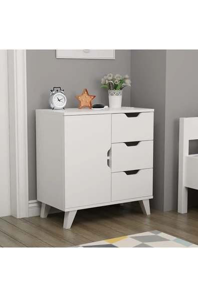 İNARCH DİZAYN Valencia (3 Çekmece 1 Dolap) Şifonyer Beyaz - 2