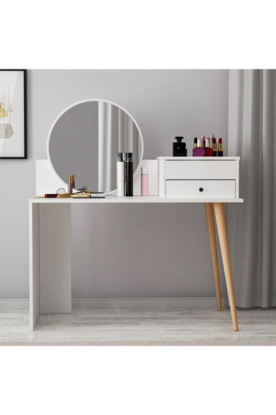 İNARCH DİZAYN M001 Nade Aynalı Makyaj Masası Beyaz - Resim 2