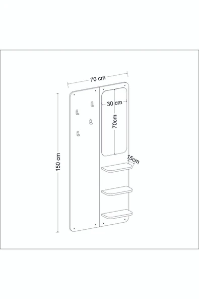 İNARCH DİZAYN Buket Duvara Monte Askılık Beyaz/Mermer Desen - 8