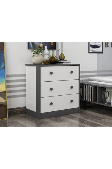 İNARCH DİZAYN Life Şifonyer Beyaz/Antrasit - Resim 2