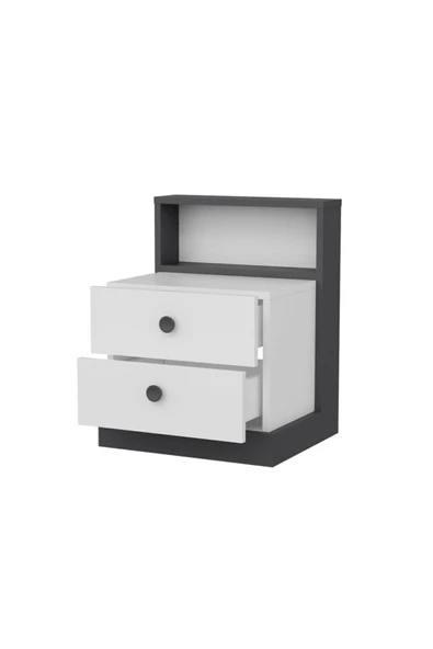 İNARCH DİZAYN Life Komodin Beyaz/Antrasit - Resim 5