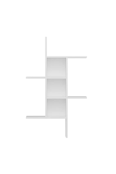 İNARCH DİZAYN Madagaskar Duvar Rafı – Asimetrik Tasarım, Duvara Monte Dekoratif Kitaplık - Beyaz - 4