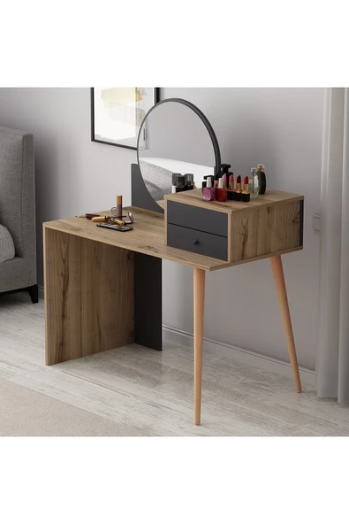 İNARCH DİZAYN M001 Nade Aynalı Makyaj Masası Antrasit/Çırağan - Resim 4