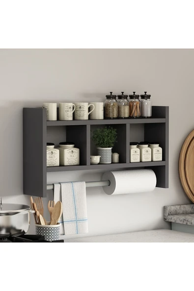 İNARCH DİZAYN Asya Duvar Rafı Antrasit - 2