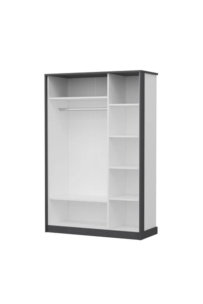 İNARCH DİZAYN Life Gardırop Beyaz/Antrasit - Resim 6