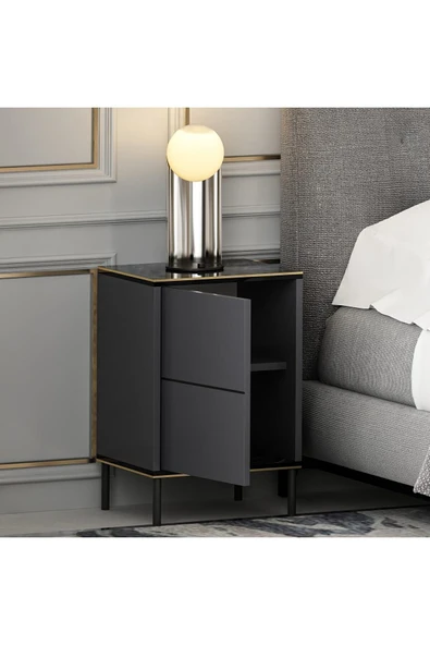 İNARCH DİZAYN İmaj Komodin Antrasit (Mermer Desen) - Resim 5