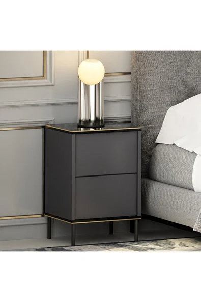 İNARCH DİZAYN İmaj Komodin Antrasit (Mermer Desen) - Resim 2