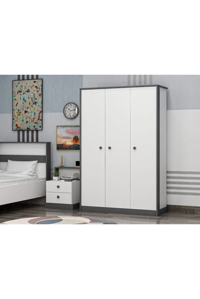 İNARCH DİZAYN Life Gardırop Beyaz/Antrasit - Resim 2