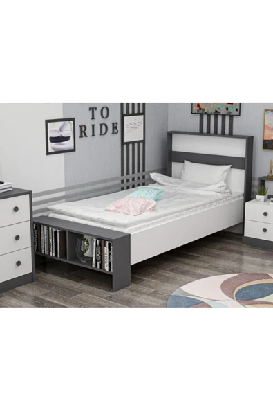 İNARCH DİZAYN Life Karyola Beyaz/Antrasit - Resim 2