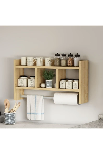 İNARCH DİZAYN Asya Duvar Rafı Safir Meşe - 7