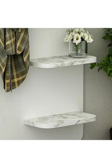 İNARCH DİZAYN Buket Duvara Monte Askılık Beyaz/Mermer Desen - 4