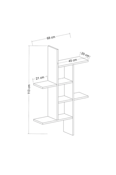İNARCH DİZAYN Madagaskar Duvar Rafı – Asimetrik Tasarım, Duvara Monte Dekoratif Kitaplık - Beyaz - 5
