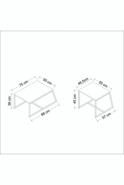İNARCH DİZAYN Minimal 2'li Orta Sehpa Beyaz - 7