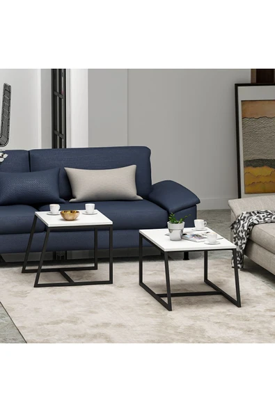 İNARCH DİZAYN Minimal 2'li Orta Sehpa Beyaz - 5