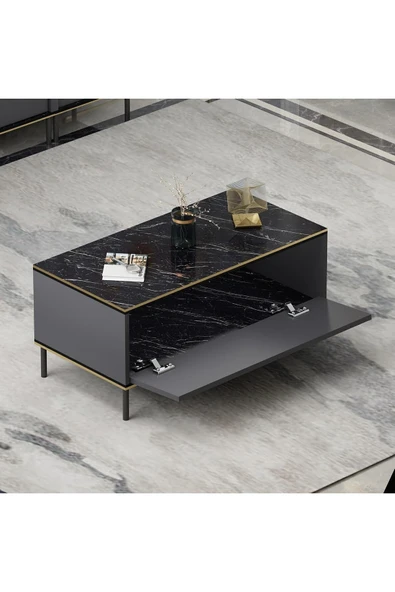 İNARCH DİZAYN İmaj Orta Sehpa Antrasit (Mermer Desen) - Resim 4