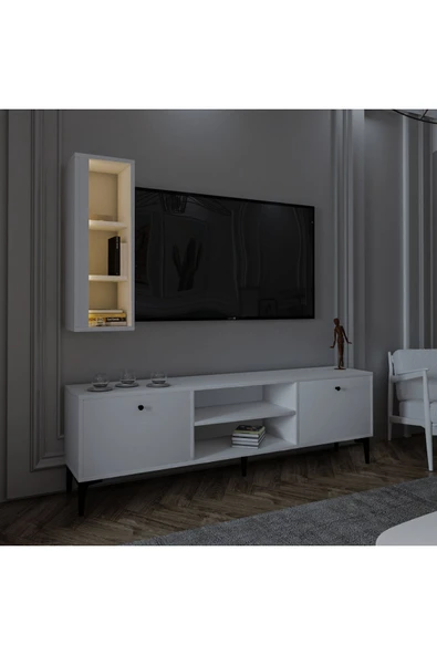 İNARCH DİZAYN Bien Işıklı Tv Ünitesi Beyaz - Resim 6