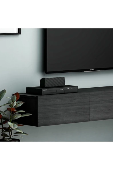 İNARCH DİZAYN Terra Duvara Monte Tv Sehpası Ahşap Siyah - 4