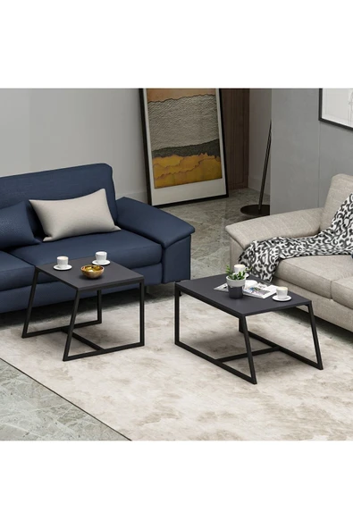 İNARCH DİZAYN Minimal 2'li Orta Sehpa Antrasit - Resim 3