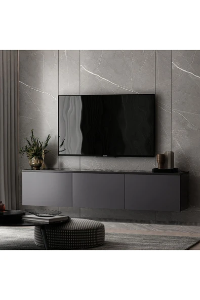 İNARCH DİZAYN Neon Duvara Monte Tv Ünitesi Antrasit - 3
