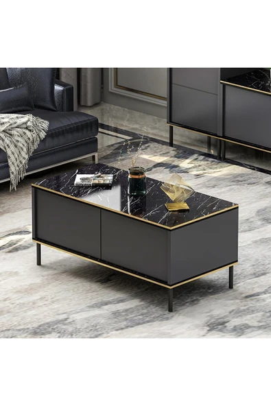 İNARCH DİZAYN İmaj Orta Sehpa Antrasit (Mermer Desen) - Resim 2