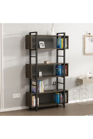 İNARCH DİZAYN Still Metal Kitaplık Ceviz/Siyah - 2