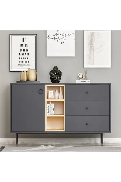 İNARCH DİZAYN Naturel Konsol Antrasit