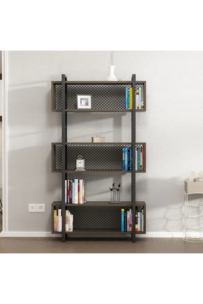 İNARCH DİZAYN Still Metal Kitaplık Ceviz/Siyah