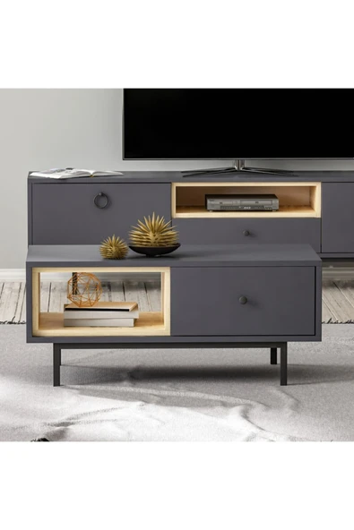 İNARCH DİZAYN Naturel Orta Sehpa Antrasit - 2