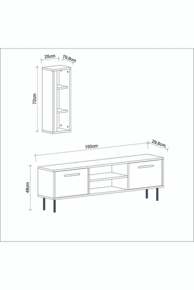 İNARCH DİZAYN Bien Işıklı Tv Ünitesi Beyaz - Resim 8