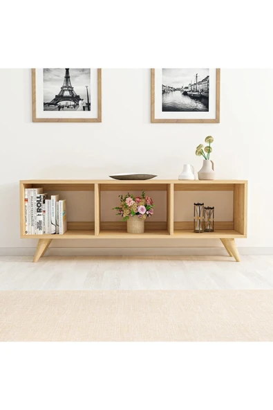 İNARCH DİZAYN Tina Açık Raflı Tv Sehpası Safir Meşe ürün görseli 1