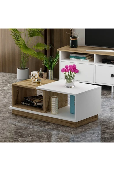 İNARCH DİZAYN Viyana Orta Sehpa Beyaz/Çırağan - Resim 2