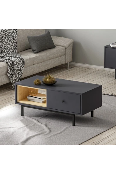 İNARCH DİZAYN Naturel Orta Sehpa Antrasit - 3