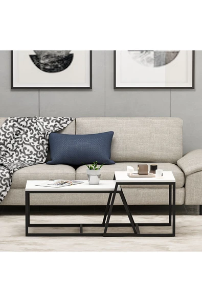 İNARCH DİZAYN Minimal 2'li Orta Sehpa Beyaz - 2