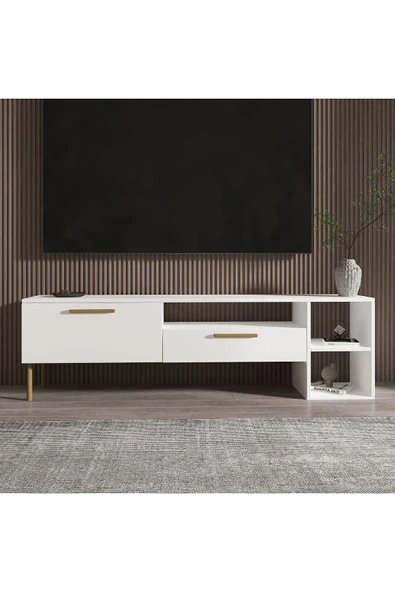 İNARCH DİZAYN Parion Tv Ünitesi Beyaz/Gold - Resim 2