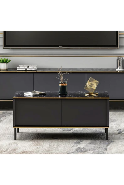 İNARCH DİZAYN İmaj Orta Sehpa Antrasit (Mermer Desen) - Resim 3