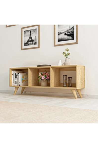İNARCH DİZAYN Tina Açık Raflı Tv Sehpası Safir Meşe - Resim 2