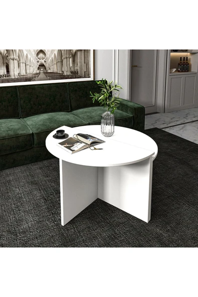 İNARCH DİZAYN Dolunay Çok Amaçlı Orta Sehpa Beyaz - Resim 2