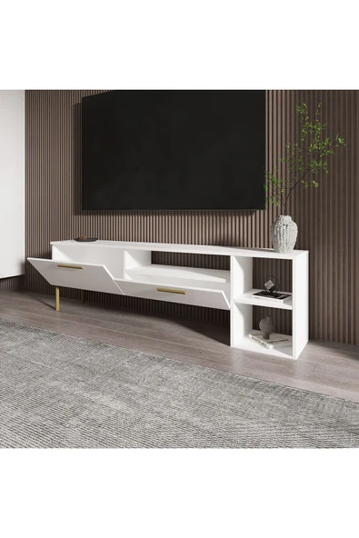 İNARCH DİZAYN Parion Tv Ünitesi Beyaz/Gold - Resim 4