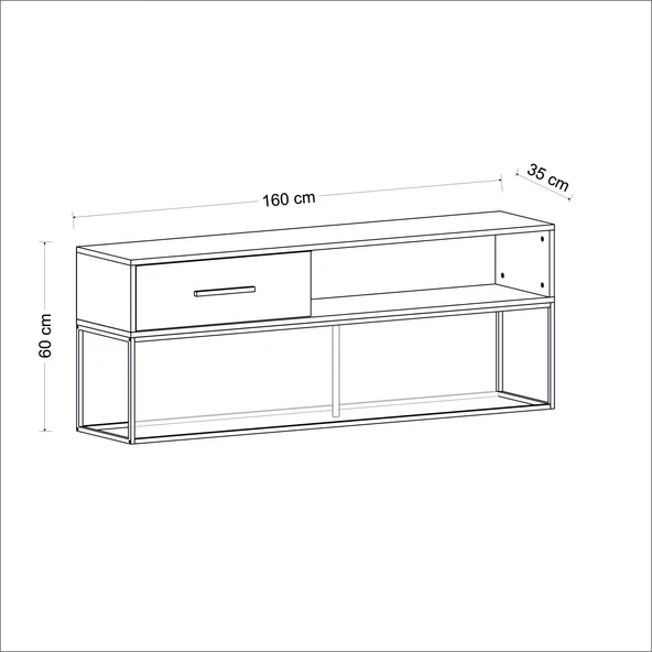 İNARCH DİZAYN Mira Tv Sehpası Antrasit/Gold - Resim 5