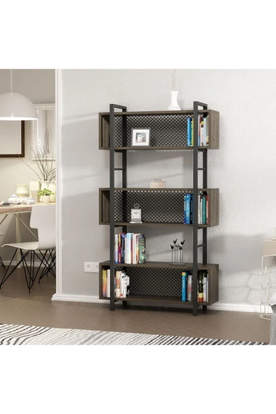 İNARCH DİZAYN Still Metal Kitaplık Ceviz/Siyah - 3
