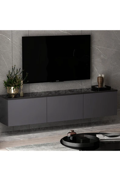 İNARCH DİZAYN Neon Duvara Monte Tv Ünitesi Antrasit - 4