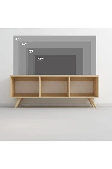İNARCH DİZAYN Tina Açık Raflı Tv Sehpası Safir Meşe - Resim 6