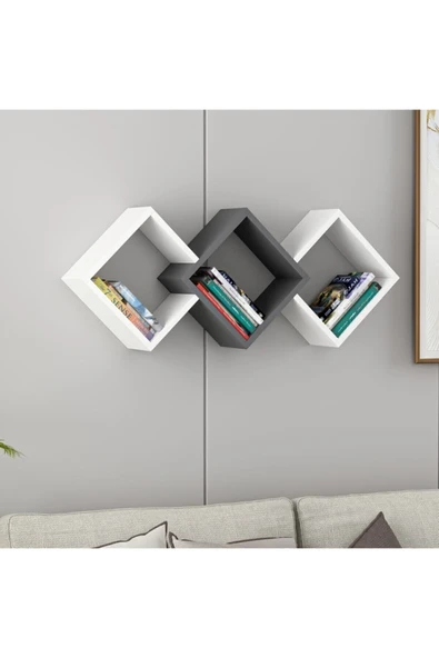 İNARCH DİZAYN Galaxy Duvar Rafı Beyaz/Antrasit