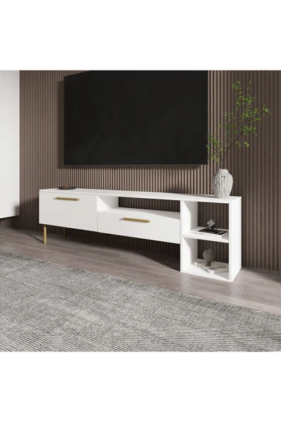 İNARCH DİZAYN Parion Tv Ünitesi Beyaz/Gold - Resim 3