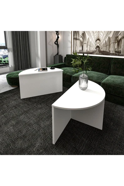 İNARCH DİZAYN Dolunay Çok Amaçlı Orta Sehpa Beyaz - Resim 3