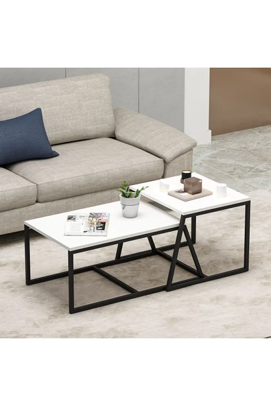 İNARCH DİZAYN Minimal 2'li Orta Sehpa Beyaz