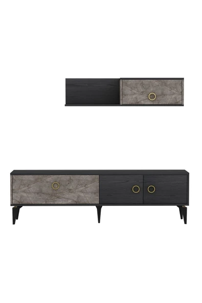 İNARCH DİZAYN Zümrüt T0019 Tv Ünitesi Gordion Mermer/Siyah Takım - Resim 7