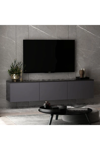 İNARCH DİZAYN Neon Duvara Monte Tv Ünitesi Antrasit - 2