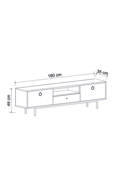 İNARCH DİZAYN Naturel Tv Ünitesi - Orta Sehpa - Konsol 3'lü Takım Antrasit - Resim 5